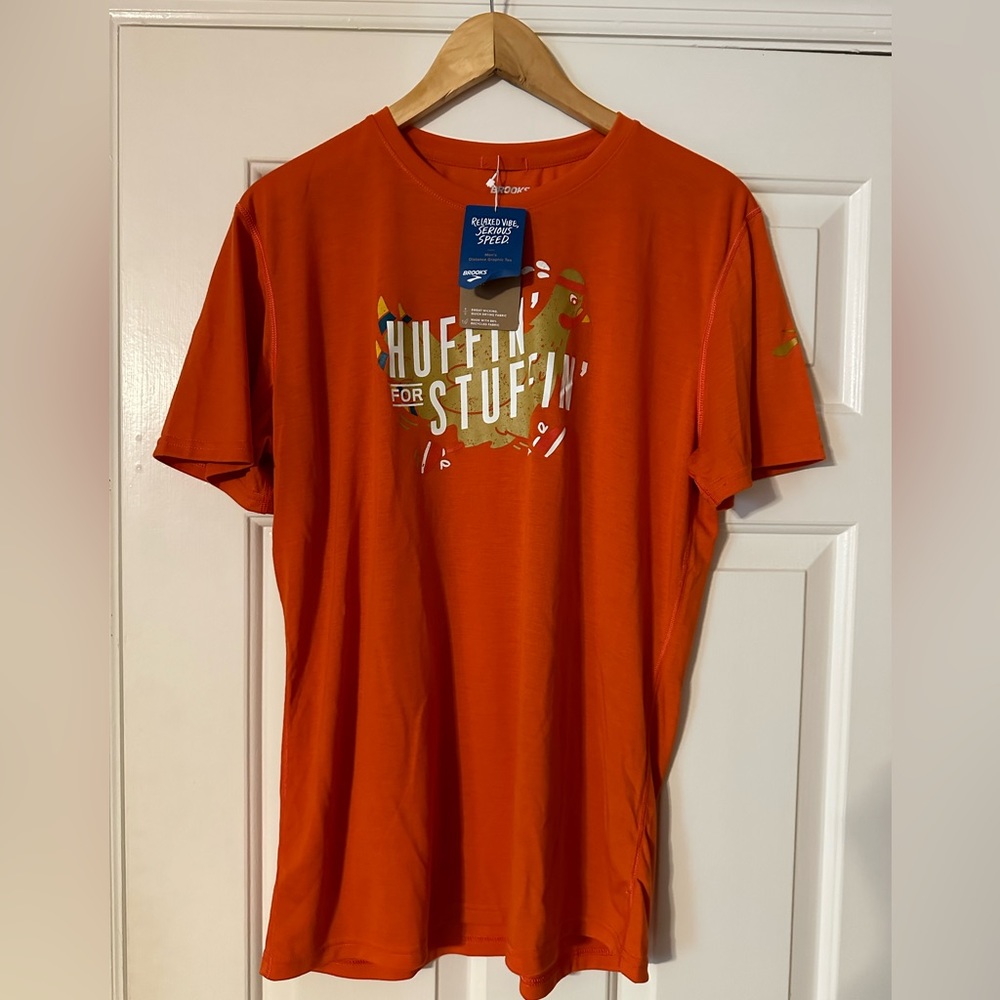 Brooks “Huffin for the Stuffin” Thanksgiving Short Sleeve Running Shirt - NWT